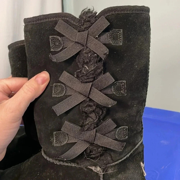 Black Koolaburra Ugg boots with‎ ribbons size 1 -S6 - Picture 10 of 10